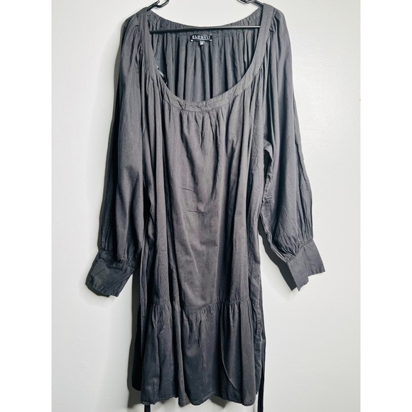 Eloquii Black Long Sleeve Round Neck Tiered Dress with Belt Plus Size 28 - Picture 2 of 7